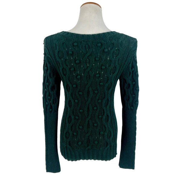 Vintage Victoria’s Secret Casual Preppy Textured Cable Knit Chunky Green Sweater - Picture 7 of 12